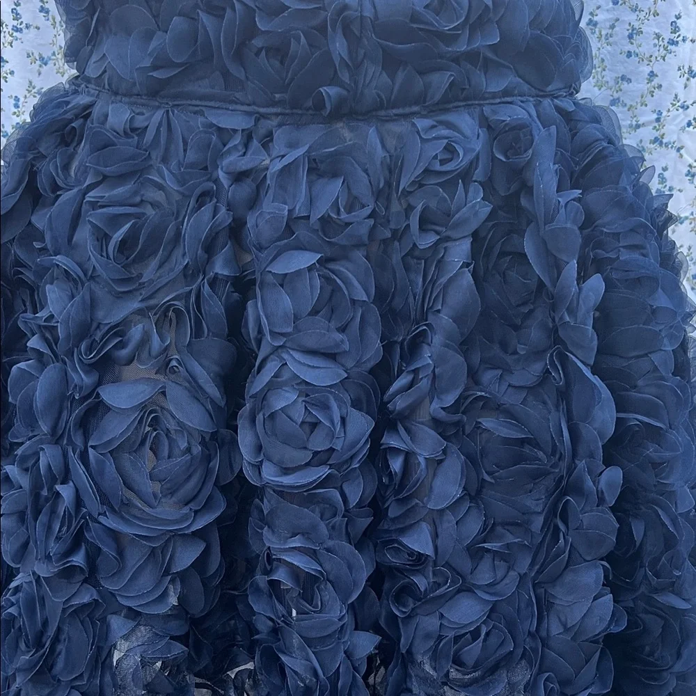 Handcrafted Chic Navy Floral Mini Skirt - Picture 5 of 6